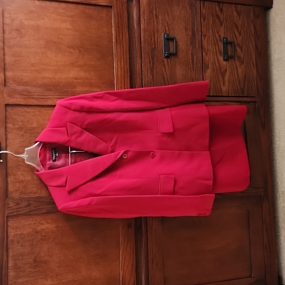 Red suit with skirt, jacket and pants